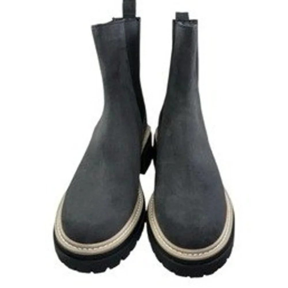 Open Edit Chunky Platform‎ Mya Lug Sole Women's Size 7.5 Chelsea Suede Boots